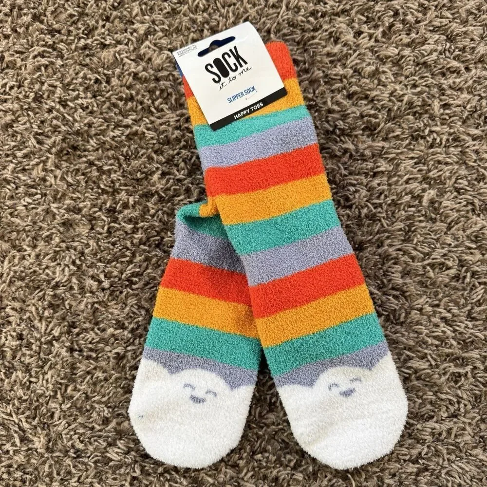 Happy Toes Non-Skid Women Slipper Crew Socks Size Women 5-10 Sock it To Me
